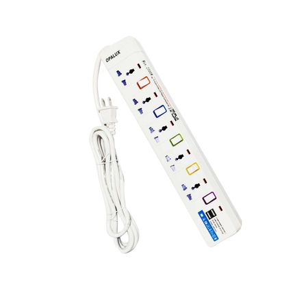 Supresor de Picos 5 Salidas con 2 Puertos USB OP-105USB OPALUX Supresor de Picos 5 Salidas con 2 Puertos USB OP-105USB OPALUX