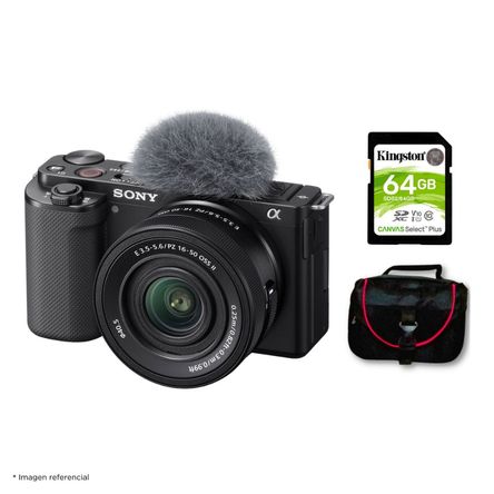 Cámara Sony ZV-E10 Mirrorless y  Lente 16-50mm f35-56 II y  Kit Básico de Accesorios
