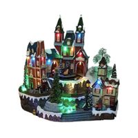 Villa Navideña Musical Estción  con luces con conector USB y pilas