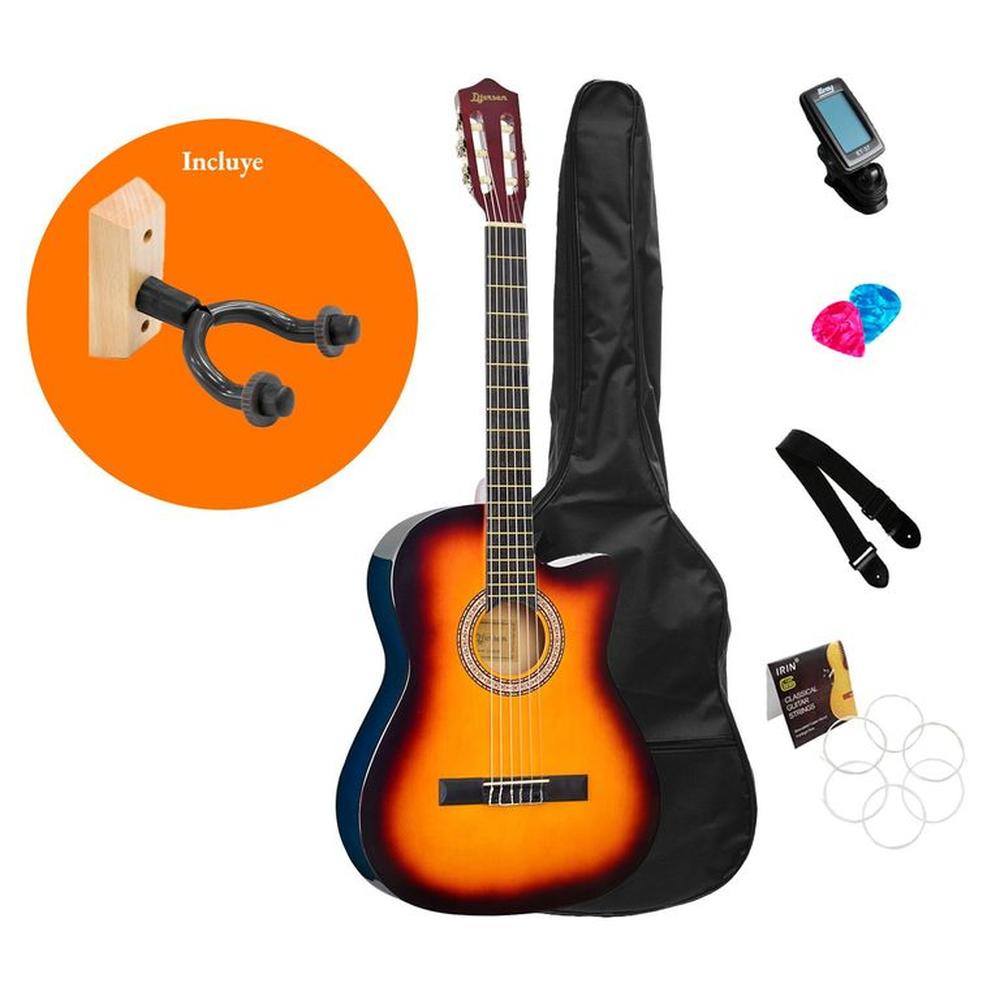 Pack Guitarra Acústica Sunburst Djersen con Parante