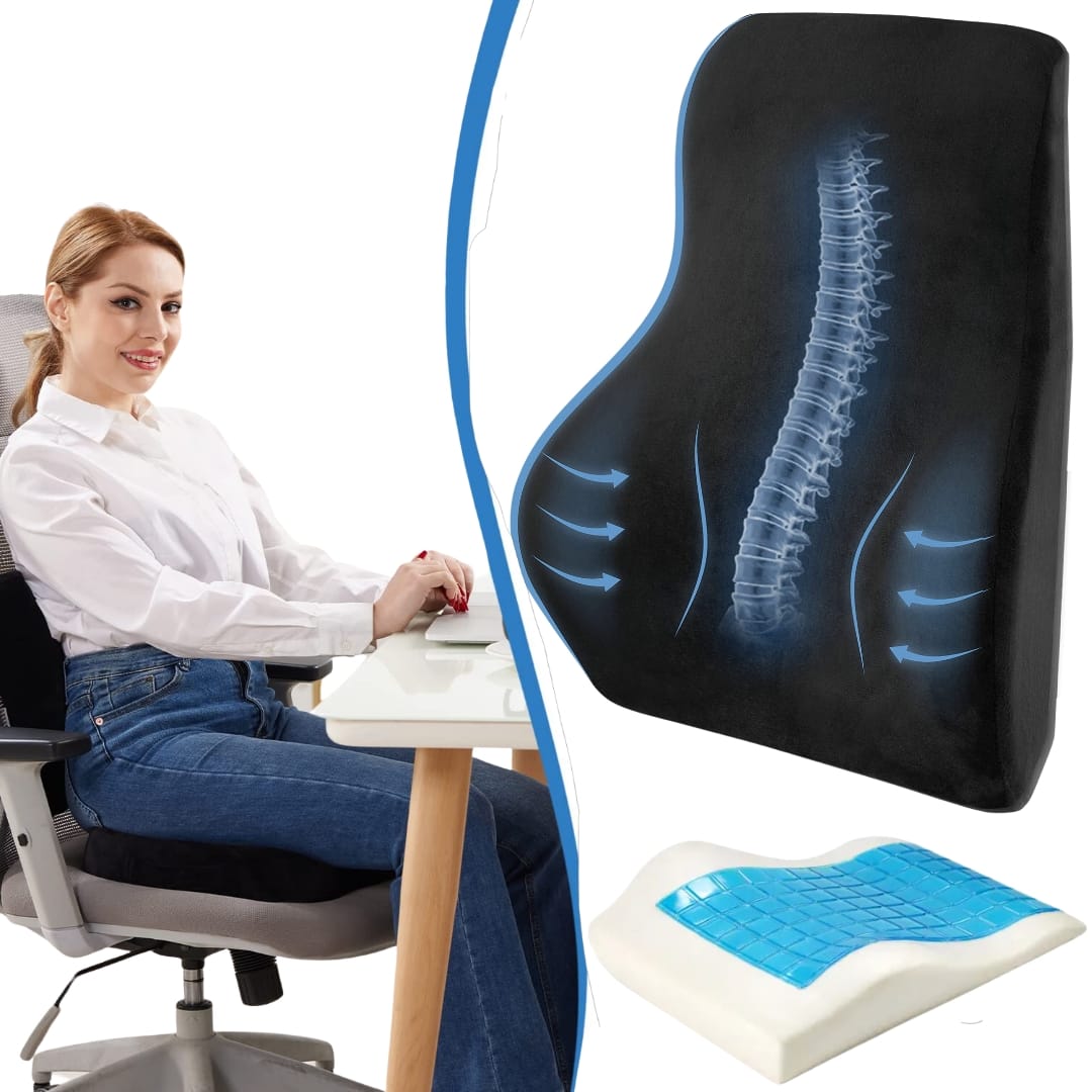 Cojín Espaldar Lumbar Ergonómico en Viscoelástico y Gel Refrescante