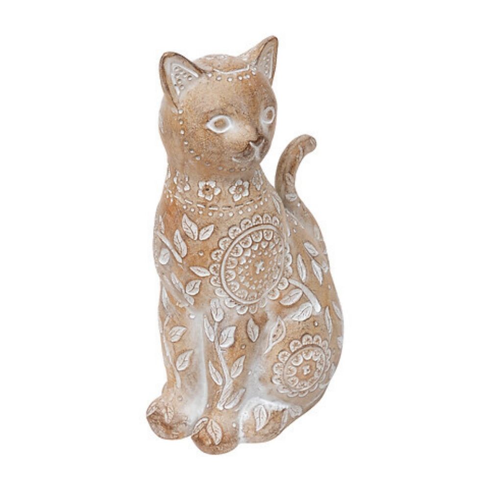 Gato Decorativo 18.5cm Resina Beige Atmosphera