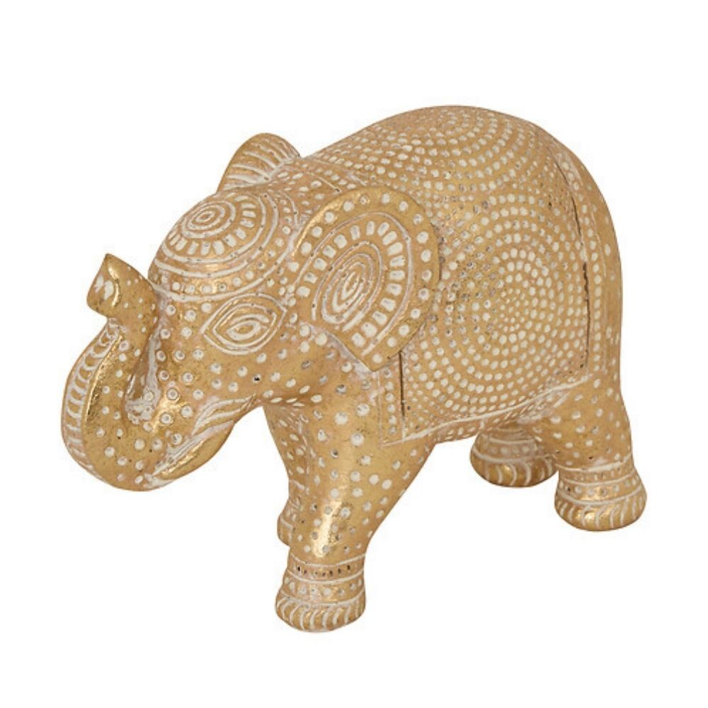Elefante de resina Gajah Alto 11.5cm Dorado Atmosphera