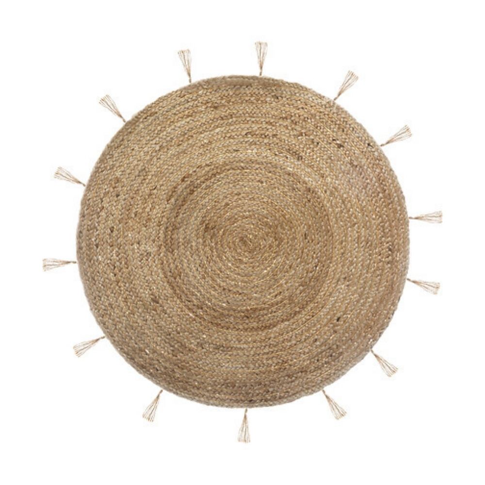 Alfombra redonda Cosy 80cm Yute y Lurex Beige Atmosphera