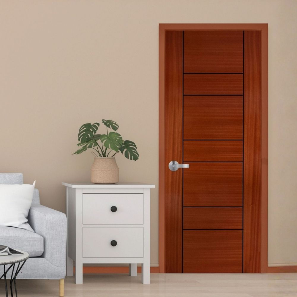 Puerta Carpintera Sapelli Barniz Rt 40x850x2070mm Dimfer