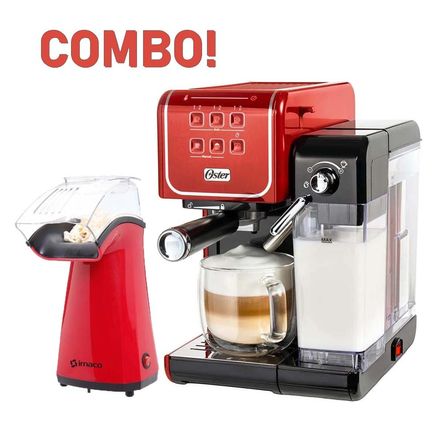 Cafetera Oster PrimaLatte Touch BVSTEM6801R y Pop Corn Imaco PO120R