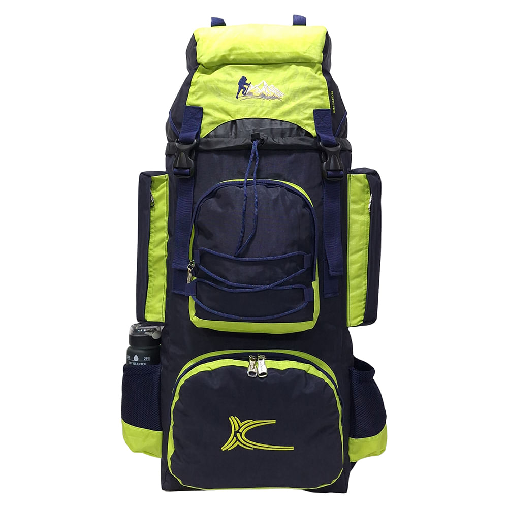 Mochila Campera Kengar Modelo N.4 Azul - Verde Limón