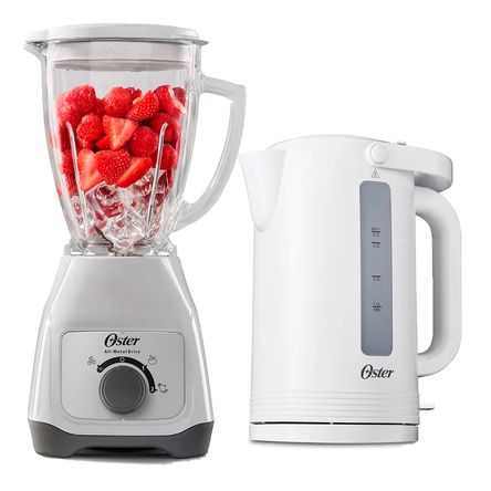Licuadora Oster BLSTKAGWRD mas Hervidor Oster Blanco