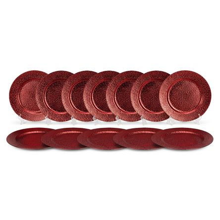 Plato de Sitio 12 Pzas Navidad Brillos Rojo 33 cm - 13” 21021595