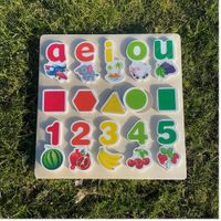 Rompecabezas Puzzle Encaje Madera Letras Vocales Frutas