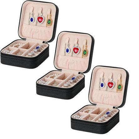 Pack x 3 Mini Organizador de Joyas de Viaje Portátil Color Negro