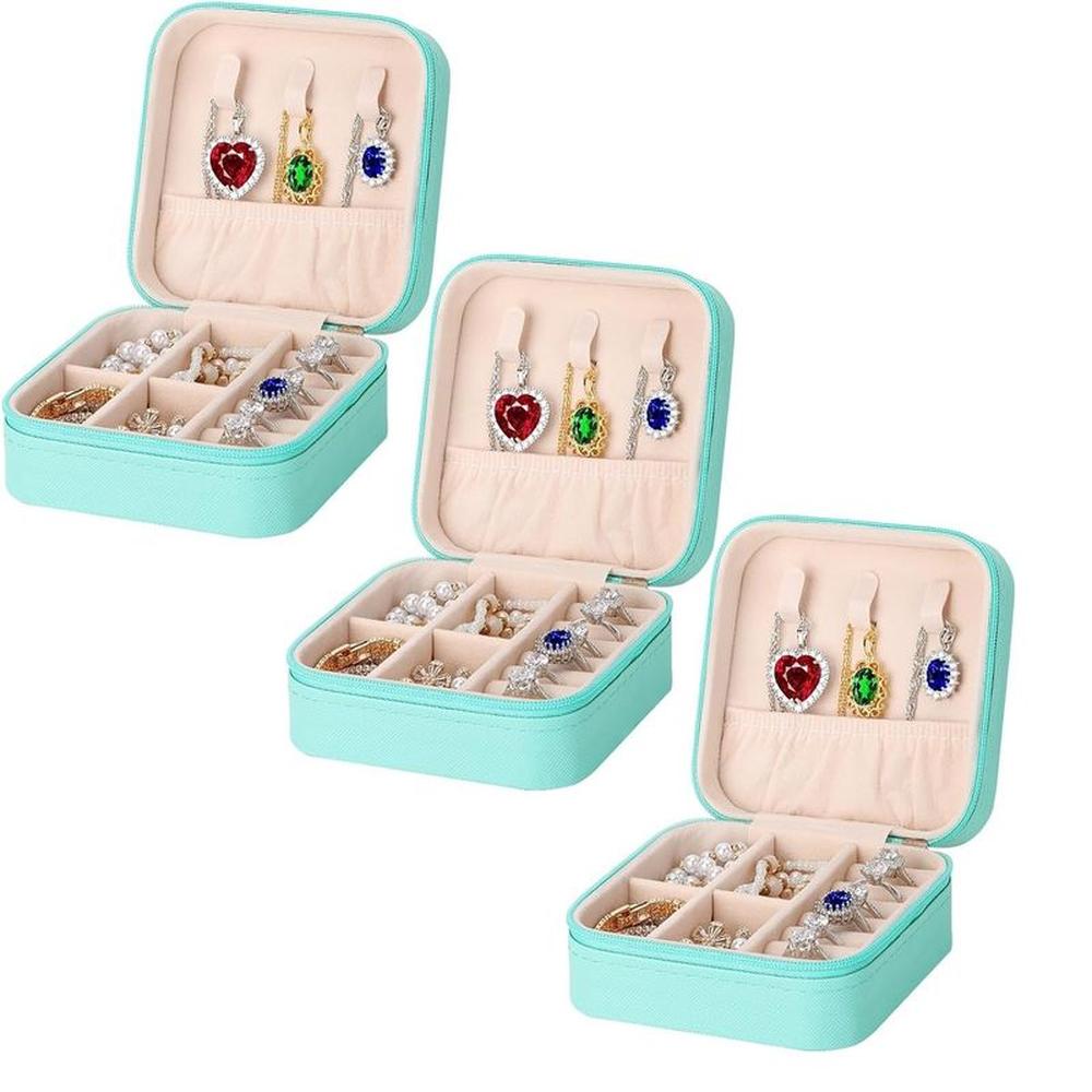 Pack x 3 Mini Organizador de Joyas de Viaje Portátil Color Verde Pack x 3 Mini Organizador de Joyas de Viaje Portátil Color Verde