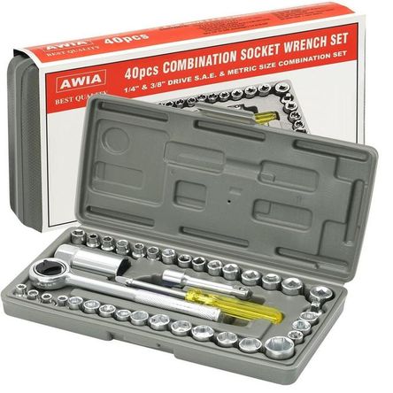 Juego Llaves Dados 40 Piezas de Tubo Caja de Herramientas Inoxidable Juego Llaves Dados 40 Piezas de Tubo Caja de Herramientas Inoxidable