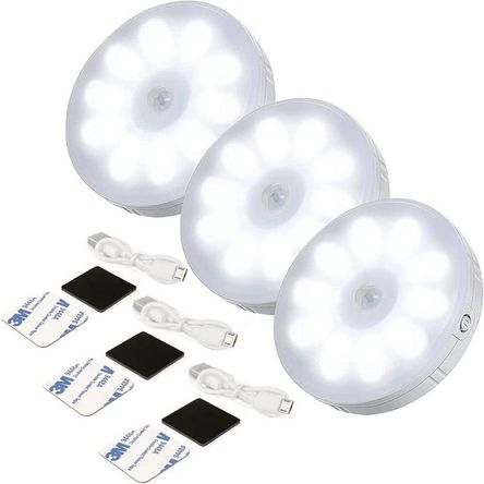 Luces Led con Sensor de Movimiento Recargable 3PCS Luces Led con Sensor de Movimiento Recargable 3PCS