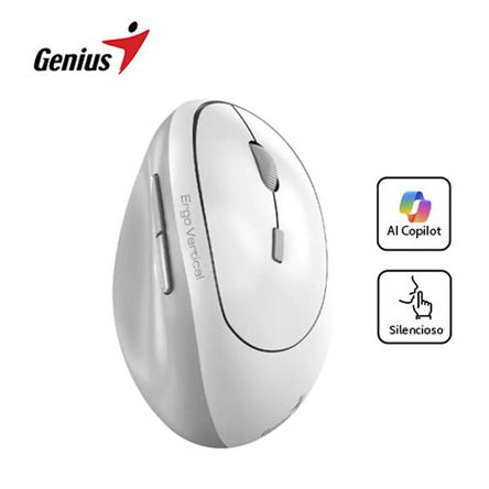 MOUSE GENIUS ERGO 8350S AI COPILOT DUAL WIRELESS BT VERTICAL  BLANCO GRIS MOUSE GENIUS ERGO 8350S AI COPILOT DUAL WIRELESS BT VERTICAL  BLANCO GRIS