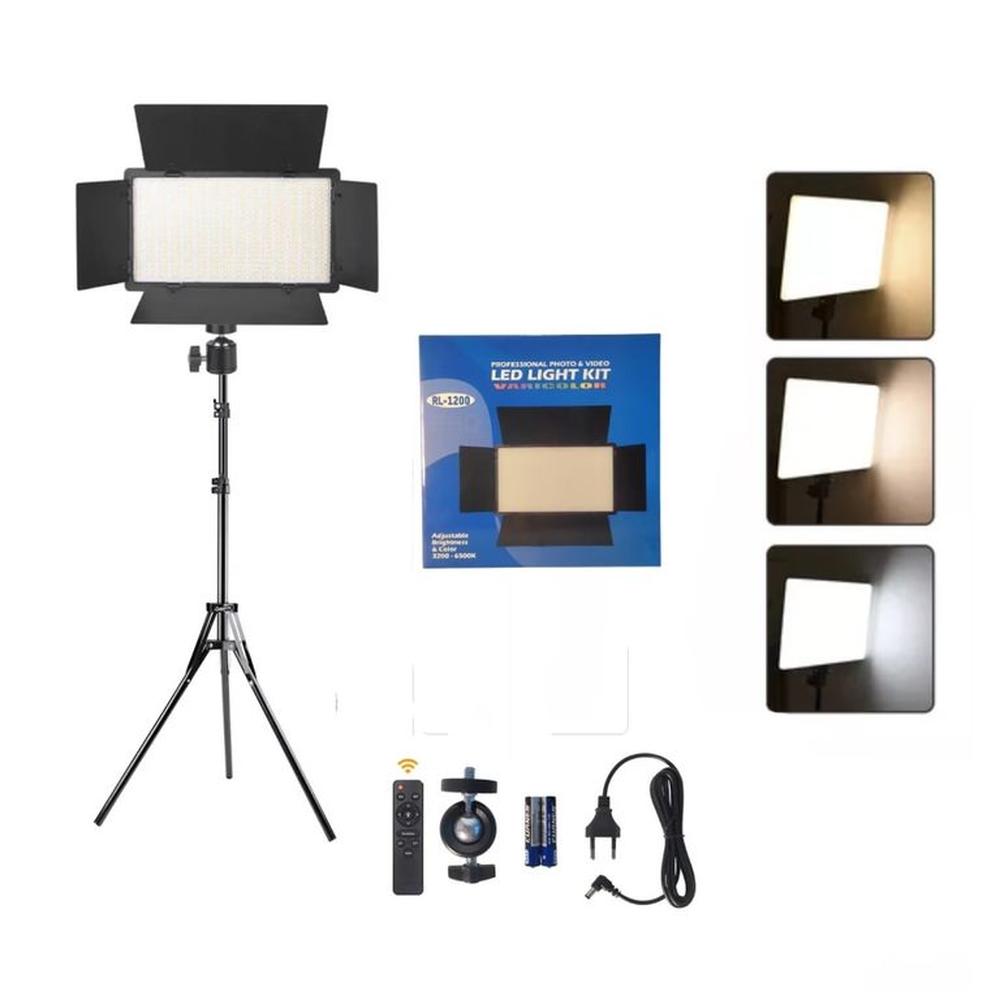 Kit Panel LED RL 1200 con Barndoors  Trípode 21m
