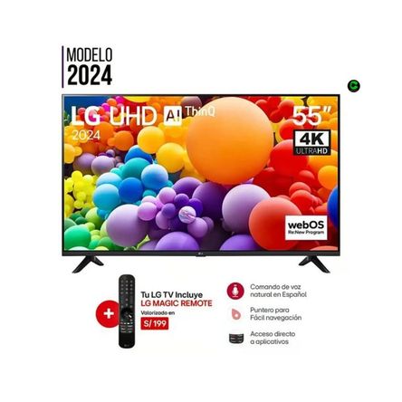 Televisor LG 55 LED Smart TV UHD 4K ThinQ AI 55UT7300 y Control Magic