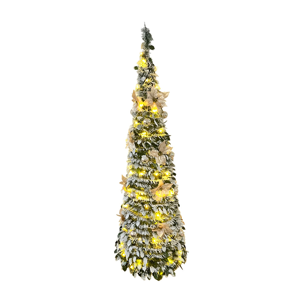 Árbol de Navidad Plegable con Deco Nevado 180cm Orange