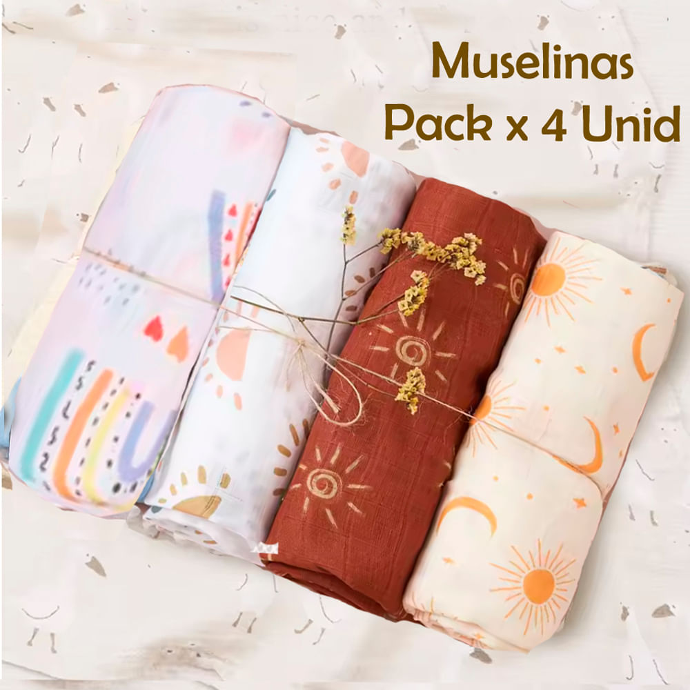Manta Muselina para Bebé Bambú y Algodón Pack x 4 Unidades SMT67
