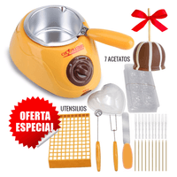 Kit Olla Chocolatera Mostaza Eléctrica con Utensilios para Repostería
