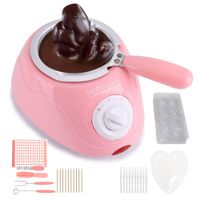 Kit Olla Chocolatera Rosada Eléctrica con Utensilios para Repostería