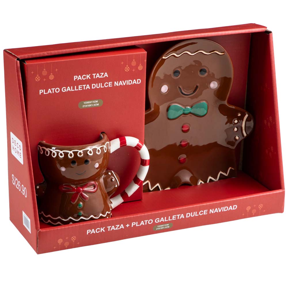 Set DECO HOME Taza+Plato Gallet Dulce Navidad