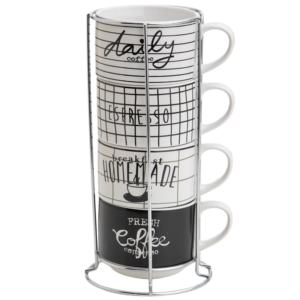 Tazas DECO HOME set x4 B&W Home