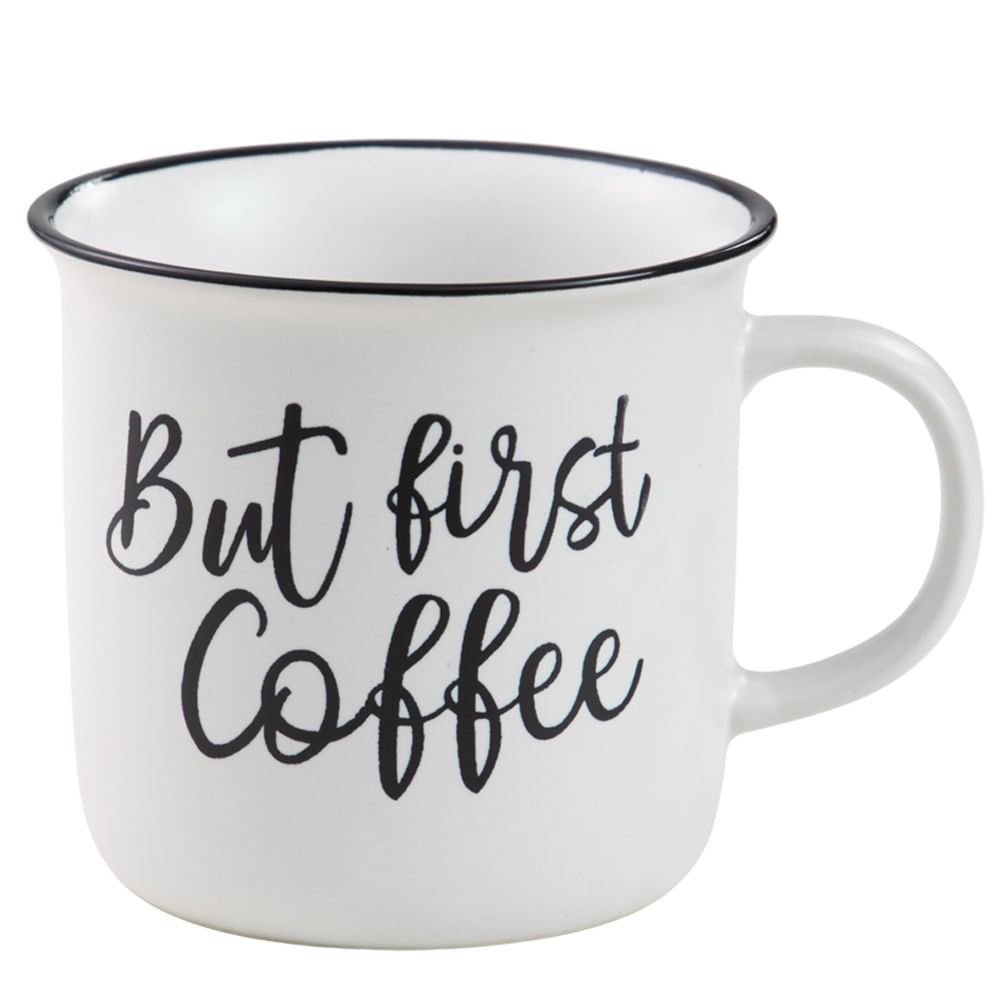 Taza DECO HOME First Coffee B&W Home