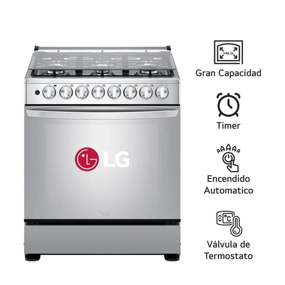 Cocina A Gas 6 Hornillas Gran Capacidad Acero Inoxidable LG LRGZ5255S