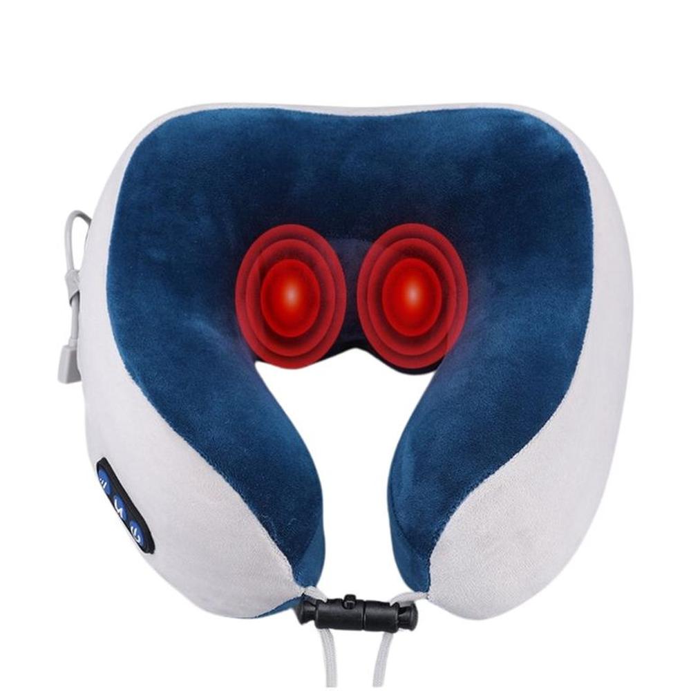 Almohada De Masaje Cervical Cuello Portátil Recargable Color Azul