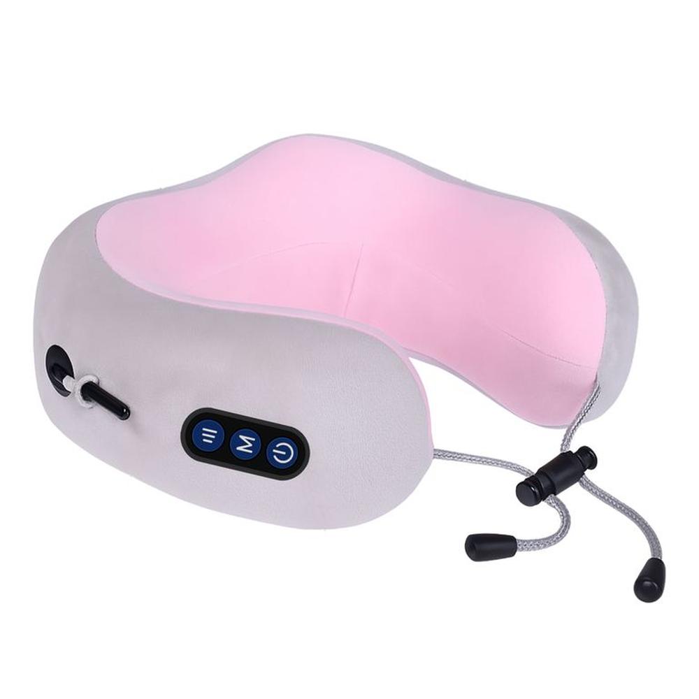 Almohada De Masaje Cervical Cuello Portátil Recargable De Color Rosado