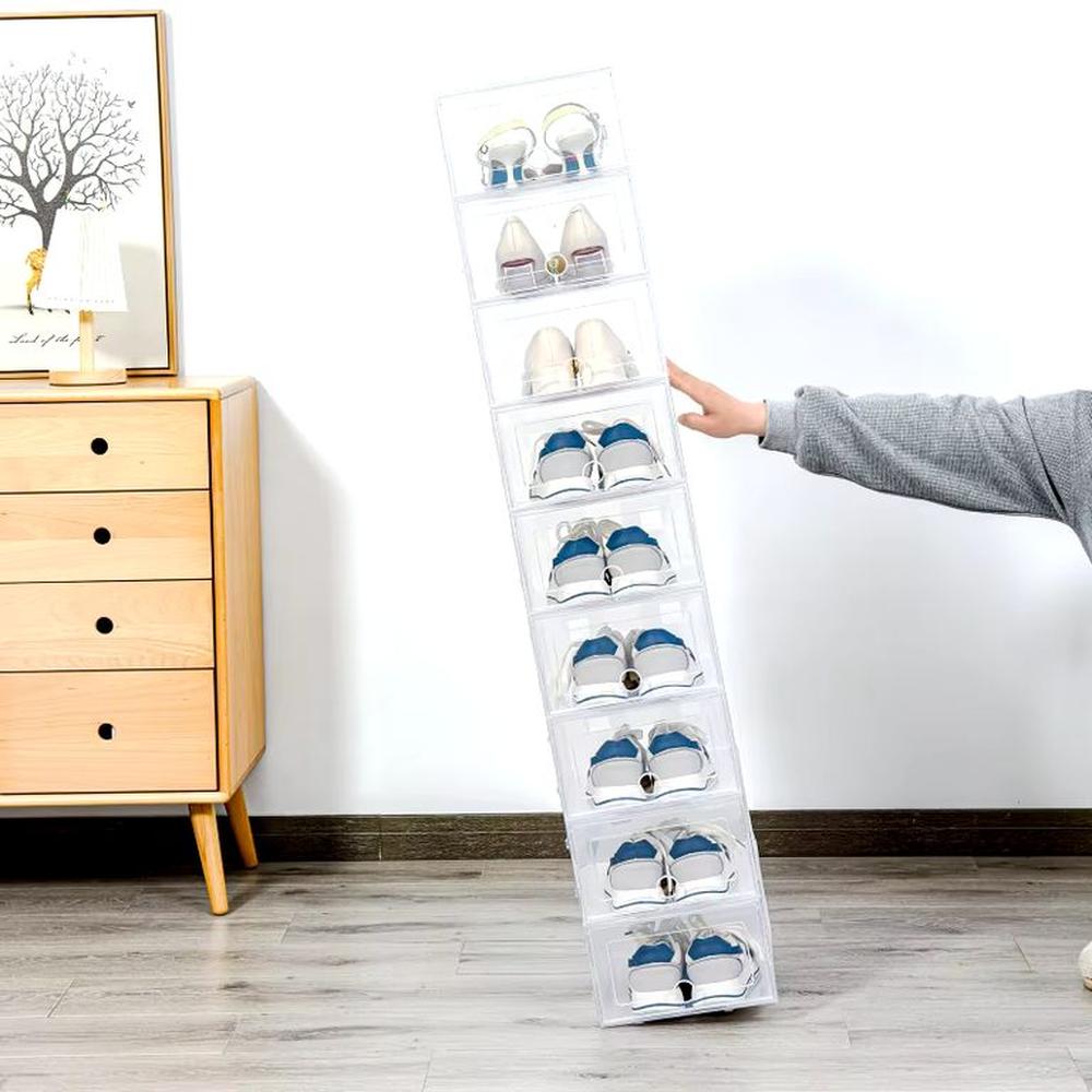 Set x 10 Organizadores De Zapatos Transparentes De PP Ligero
