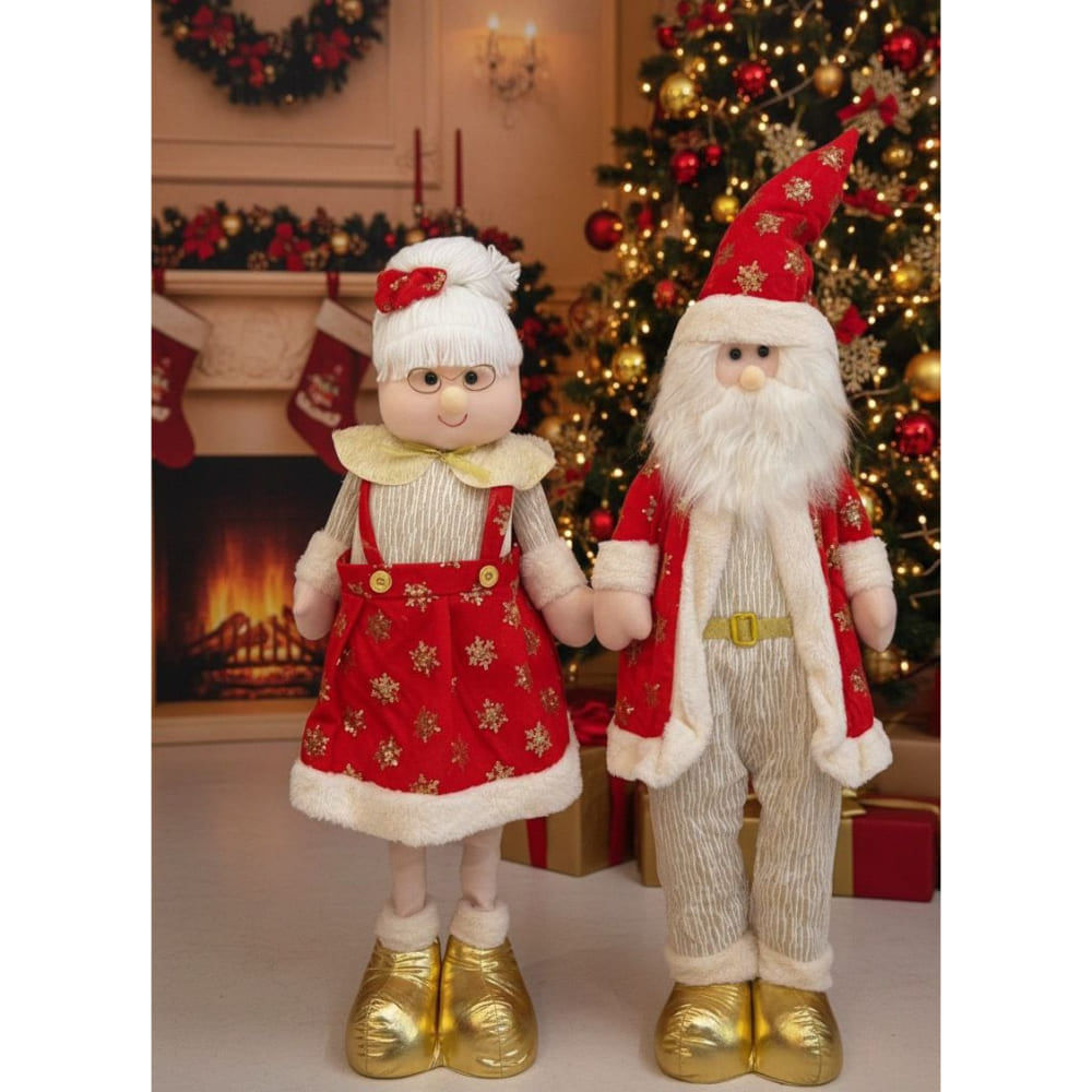 Set Pareja Claus Adorno NavidadMuñecos Grandes 70 Cm
