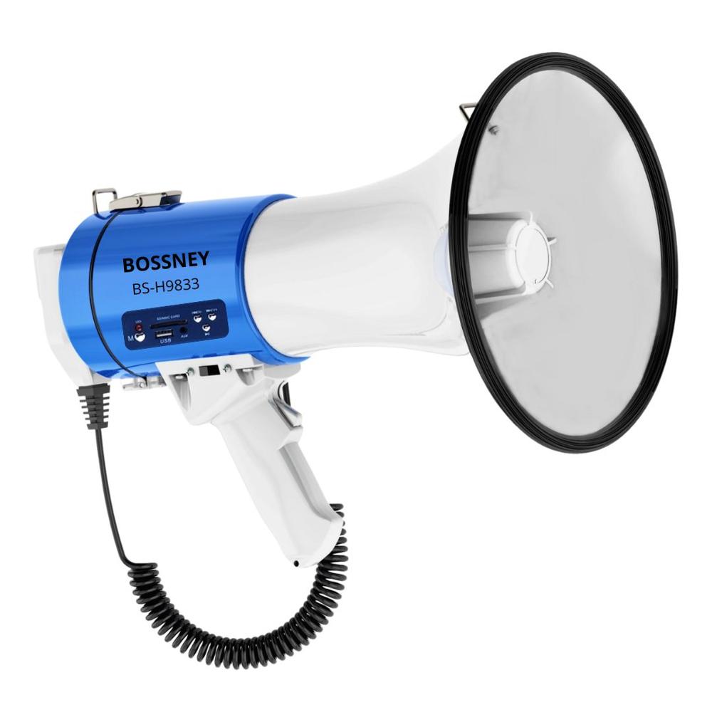 Megáfono Bossney 80W Recargable con Micrófono Grabación 300s y Sirena BS-H9833