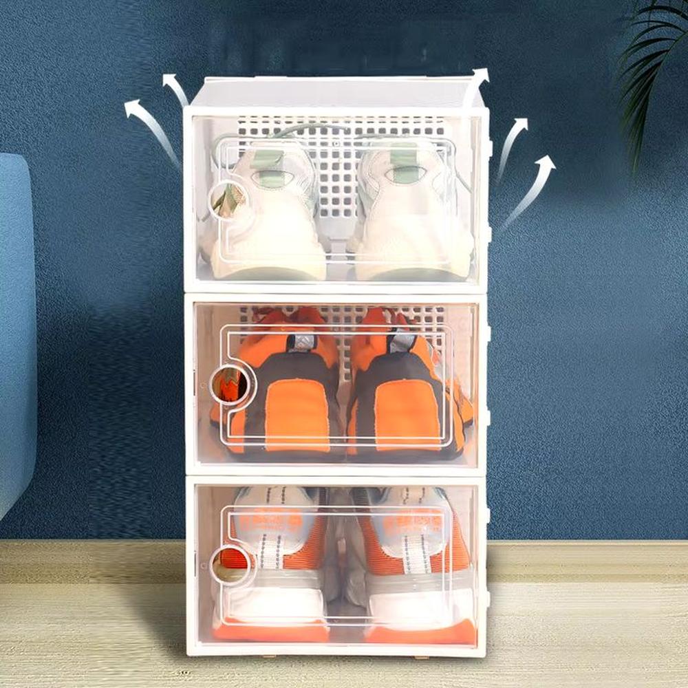 Pack x 10 Cajas Organizador De Zapatos Con Marco Doble - Blanco