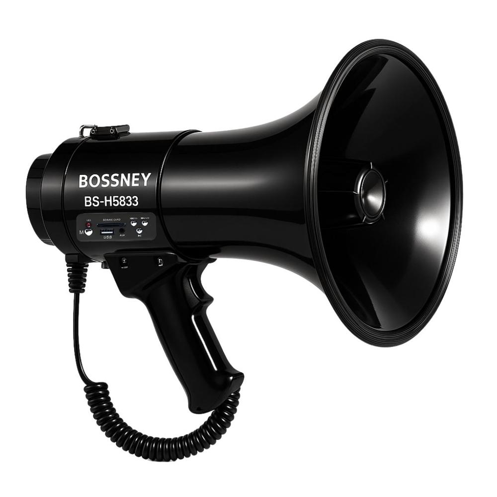 Megáfono Bossney 80W Recargable con Micrófono Grabación 300s y Sirena BS-H9833