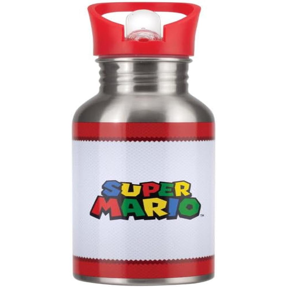 Paladone Super Mario, botella metálica con pajilla 500 ml oficial