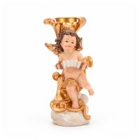 Ángel Candelero con Lira Dorado 19CM Poliresina