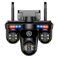 Cámara Seguridad WiFi PTZ 360° Triple Lente UHD Zoom 10X Visión Nocturna, Audio y Sirena IPC-871BS