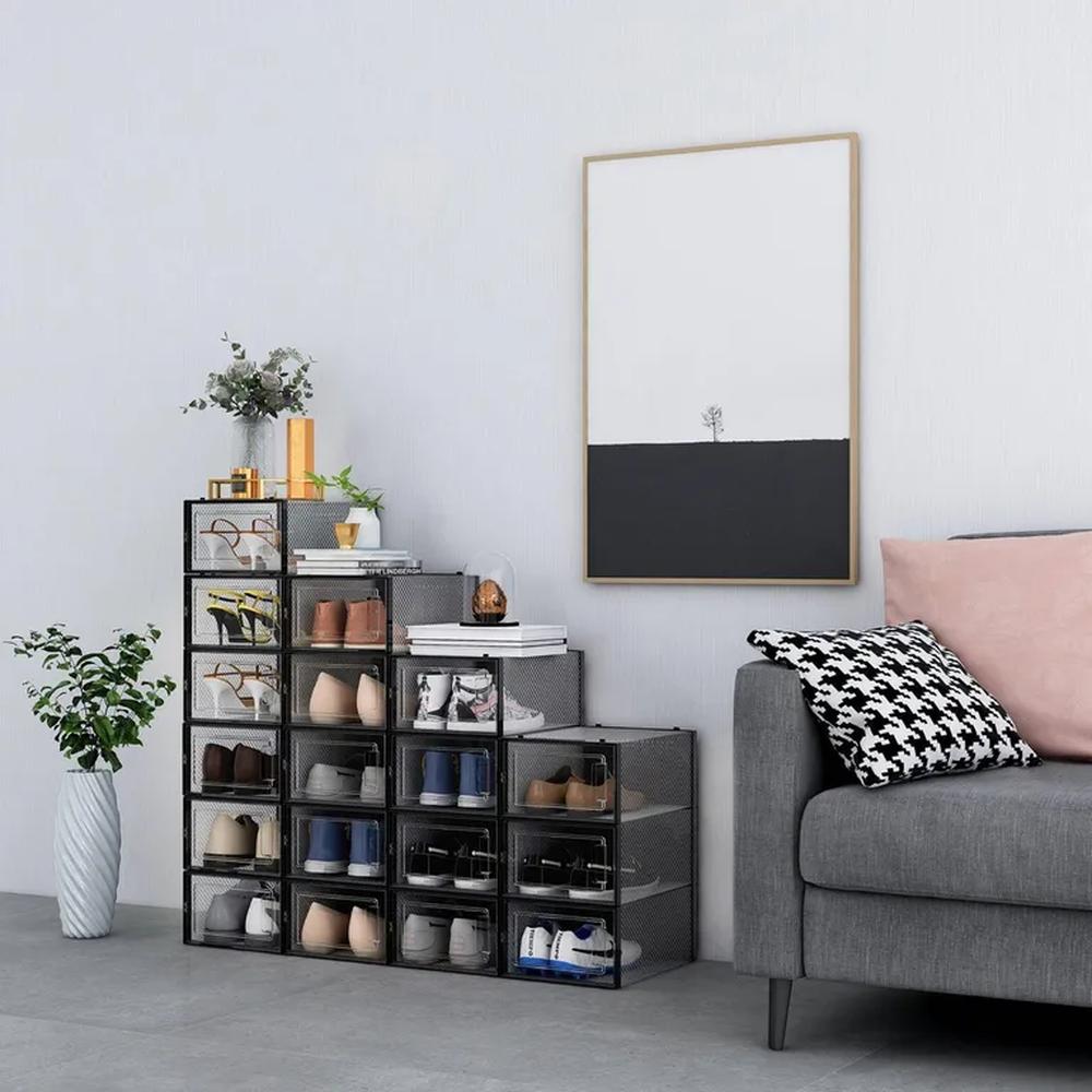 Set de 10 Cajas Organizador de Zapatos con Doble Marco - Color Negro