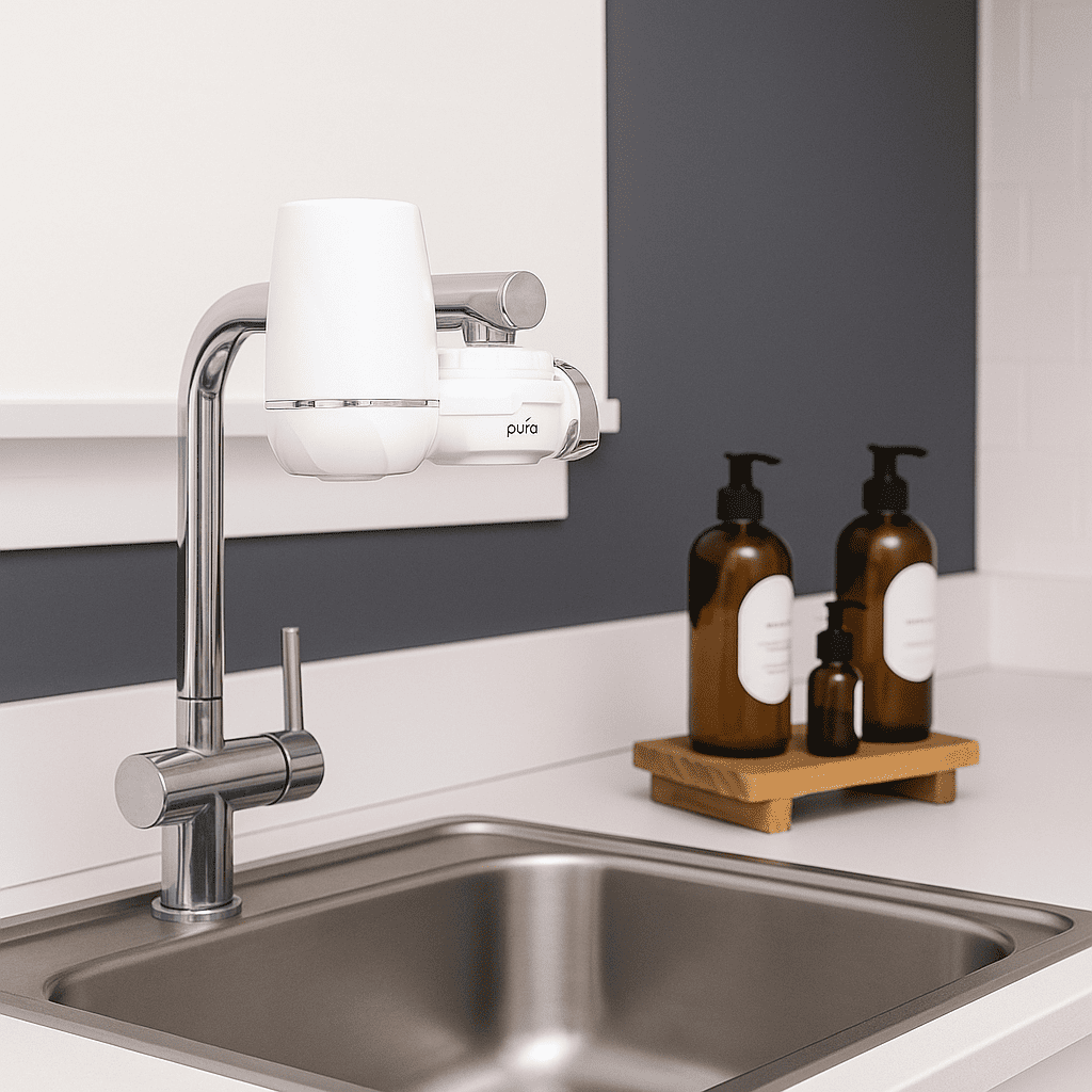 Filtro Purificador De Agua Pura Mini  Portátil de Grifo Roscado - Elimina Cloro