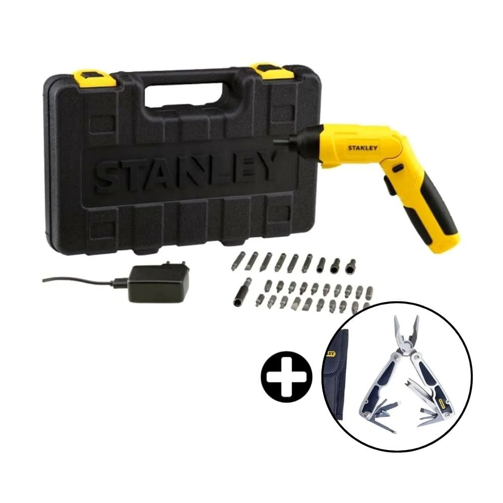 COMBO Atornillador 1/2"" 4V + 30 Accesorios SCS4K Stanley + Multi herramienta 28 en 1 Stanley