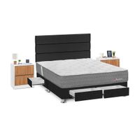 Juego de Dormitorio Forli Pocket 4 Cajones Queen Gris + Velador Roma