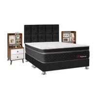 Juego de Dormitorio Forli Platinium Queen + Velador Repisa Fashion