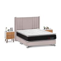 Juego de Dormitorio Forli Golden Queen Beige + Velador Milan