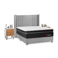 Juego de Dormitorio Forli Platinium Queen Plata + Velador Milan