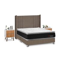 Juego de Dormitorio Forli Golden King Marrón + Velador Milan