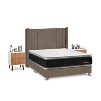Juego de Dormitorio Forli Golden Queen Marrón + Velador Milan
