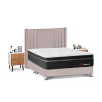 Juego de Dormitorio Forli Platinium King Beige + Velador Milan