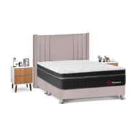 Juego de Dormitorio Forli Platinium Queen Beige + Velador Milan